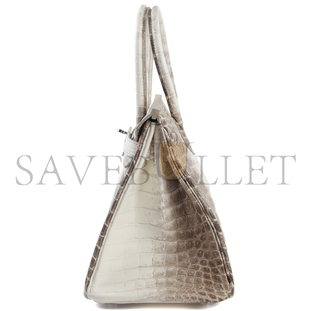 H**mes master birkin 25 crocodile leather himalayan crocodile leather silver buckle h041354cko8 (25*20*13cm)